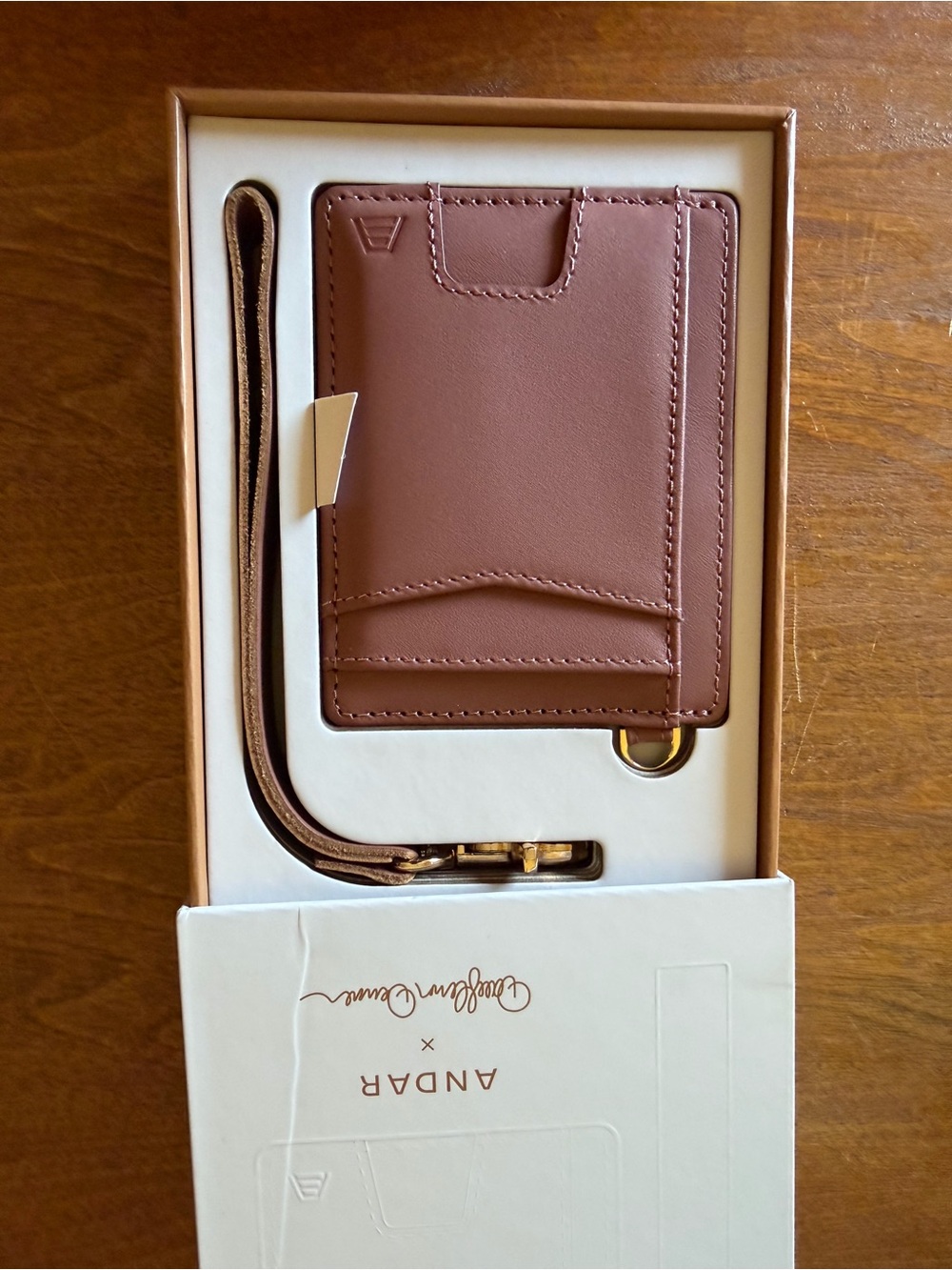 Andar Mauve Cardholder Wristlet with Lanyard